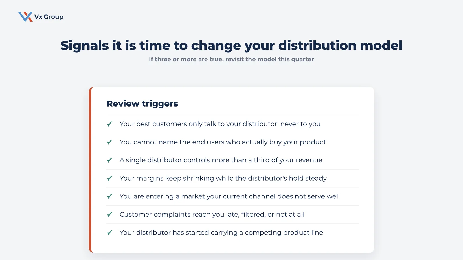Checklist of signals it is time to change your distribution model